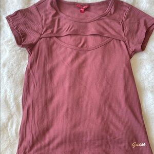 Guess Women's Pink Ribbed Top